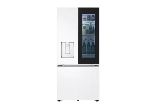 612L French Door Fridge with InstaView & Water Dispenser in White Glass Finish